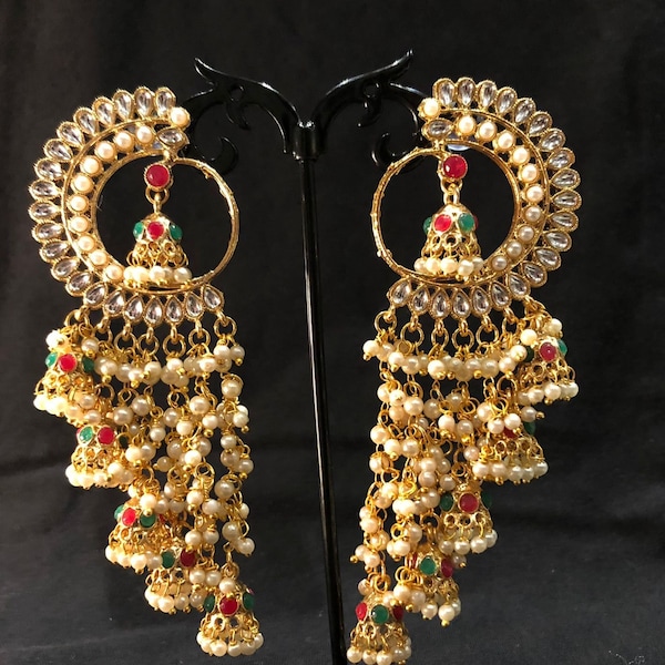 Indian Traditional Earrings, Bahubali Style Earrings, Bridal Jewelry