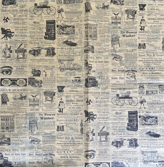 Vintage Style Newsprint Tissue Paper, 20”x30” 12 Sheets Old Time