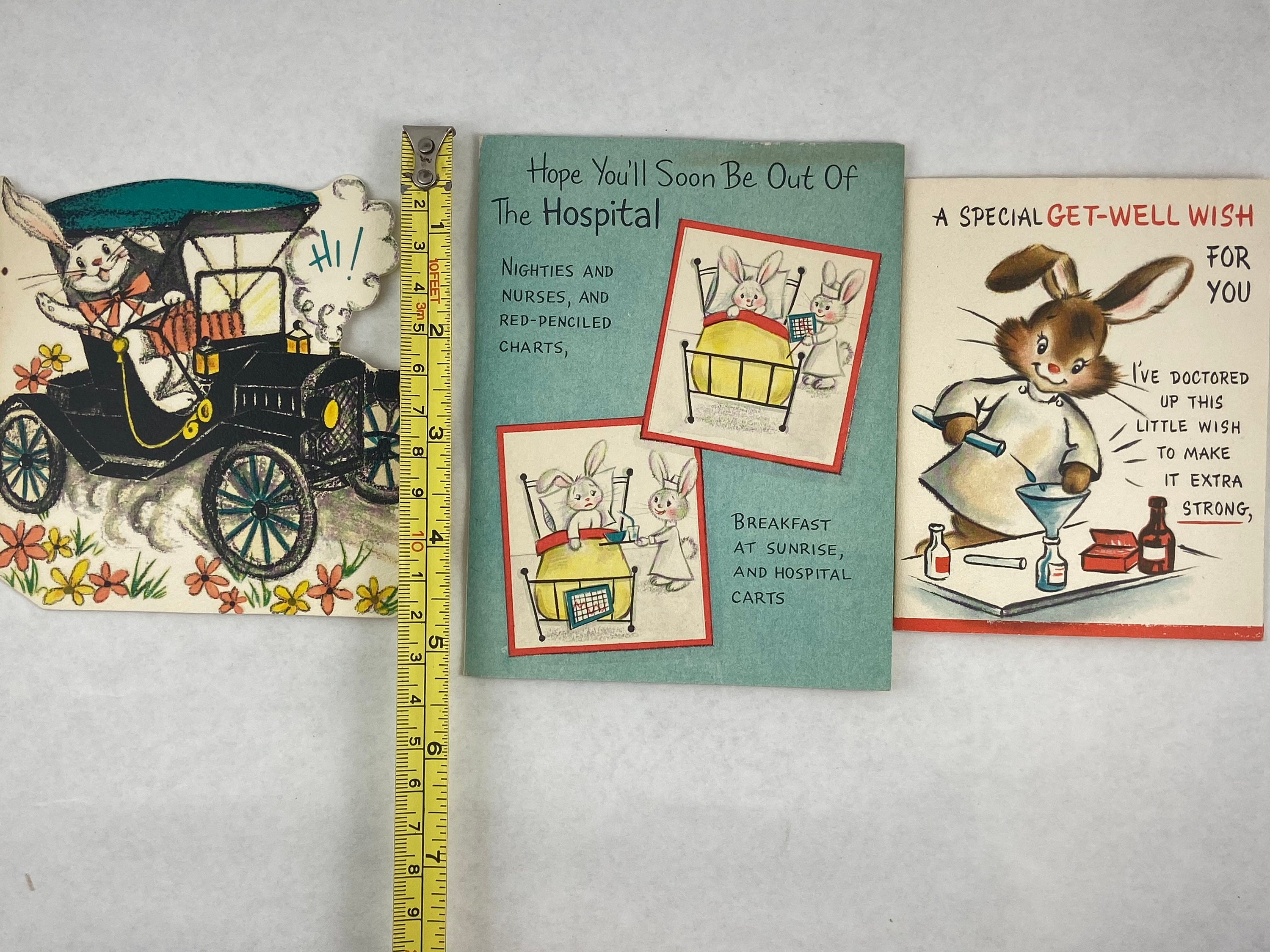 Vintage Hallmark Cards Get Well Bunny Rabbit Greeting Cards Etsy