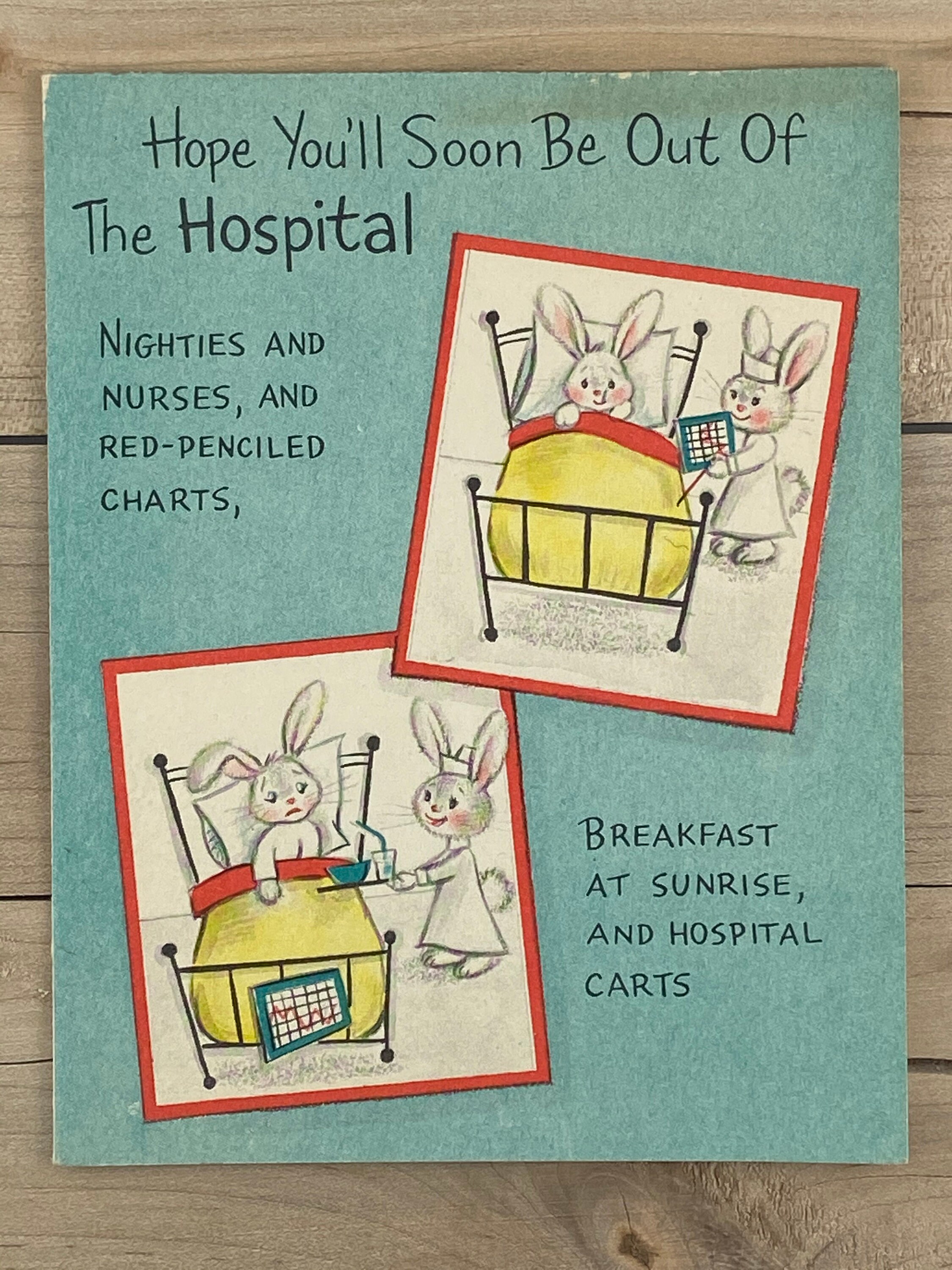 Vintage Hallmark Cards Get Well Bunny Rabbit Greeting Cards Etsy