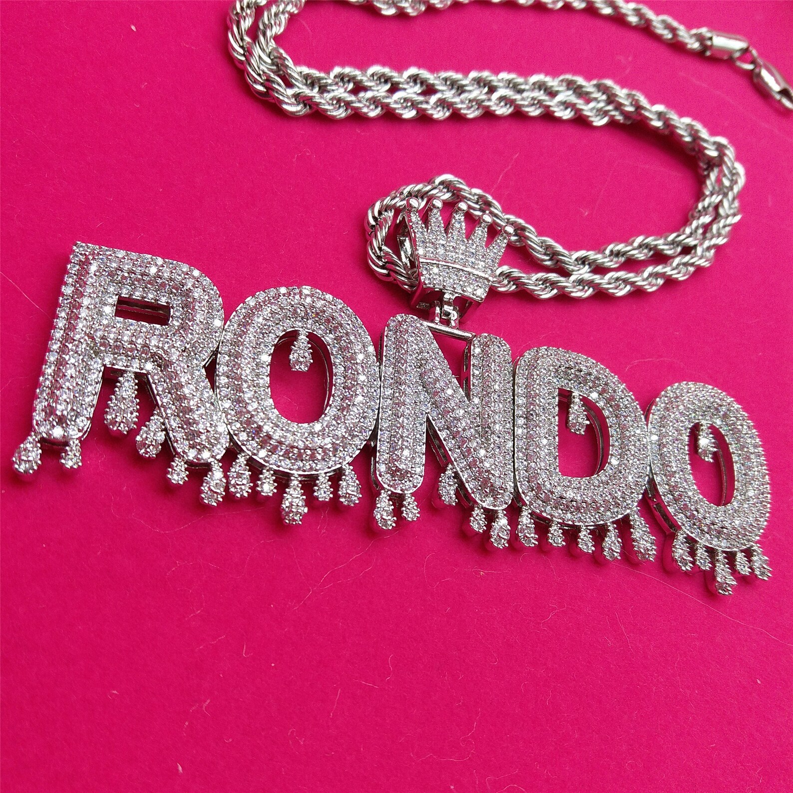 Custom Drip Letters Nameplate Necklace Collar De Nombre De Etsy
