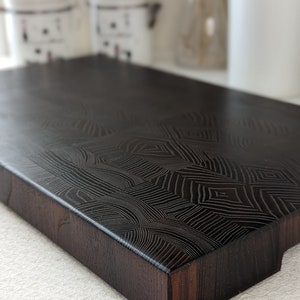 Exquisite Handcrafted Black Thermowood End Grain Cutting Board 12 x 18 inches 30 x 45 cm