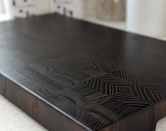 Exquisite Handcrafted Black Thermowood End Grain Cutting Board 12 x 18 inches 30 x 45 cm