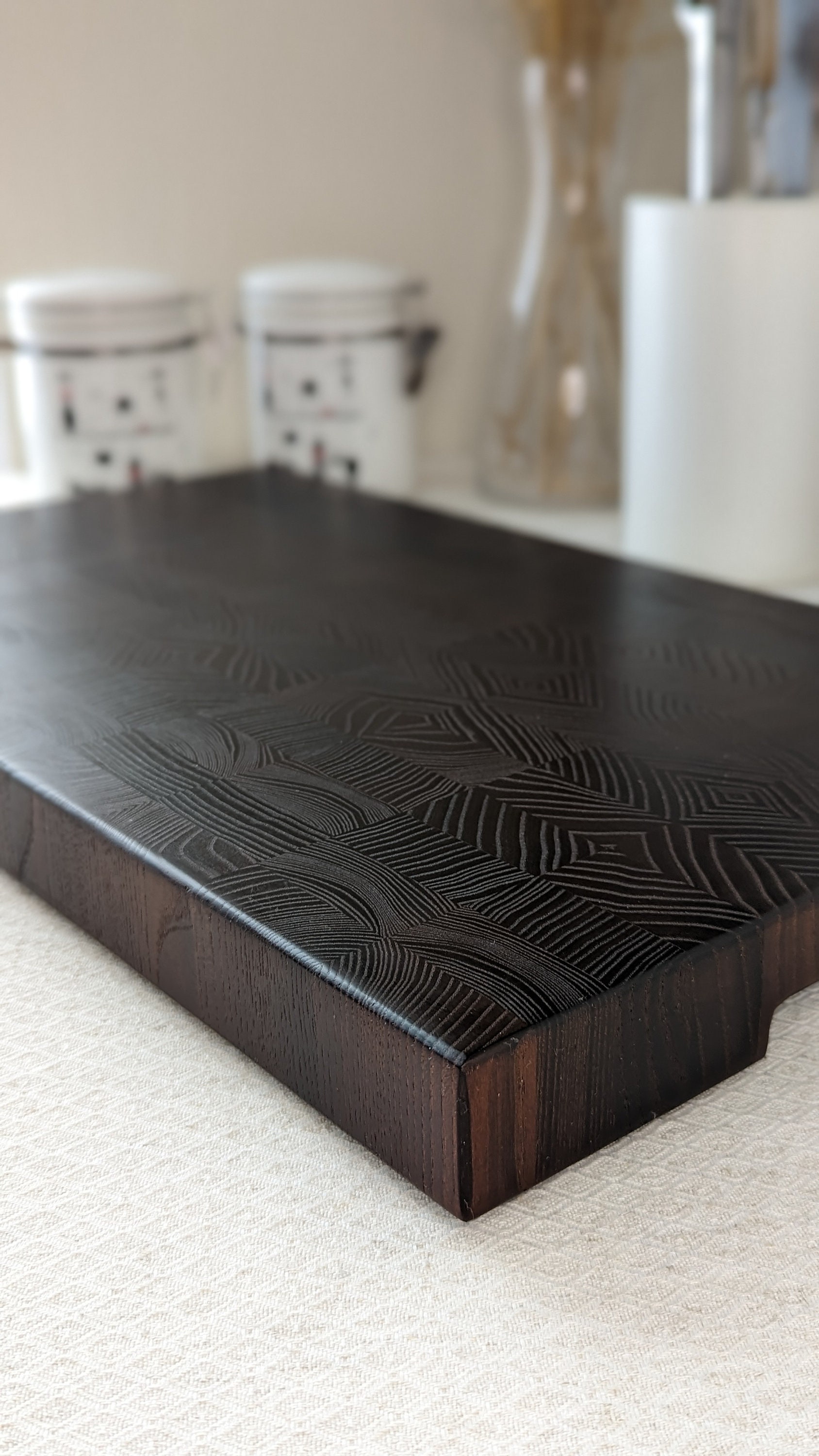 Exquisite Handcrafted Black Thermowood End Grain Cutting Board 12