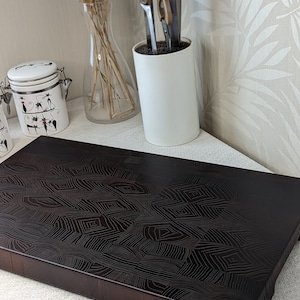 Exquisite Handcrafted Black Thermowood End Grain Cutting Board 10 x 16 inches 25 x 40cm