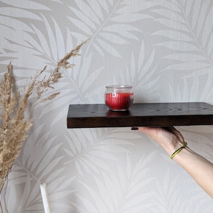 Brown Wooden Floating Shelves  Custom Size, Wood Floating Shelf for Kitchen, Living Room, Bathroom