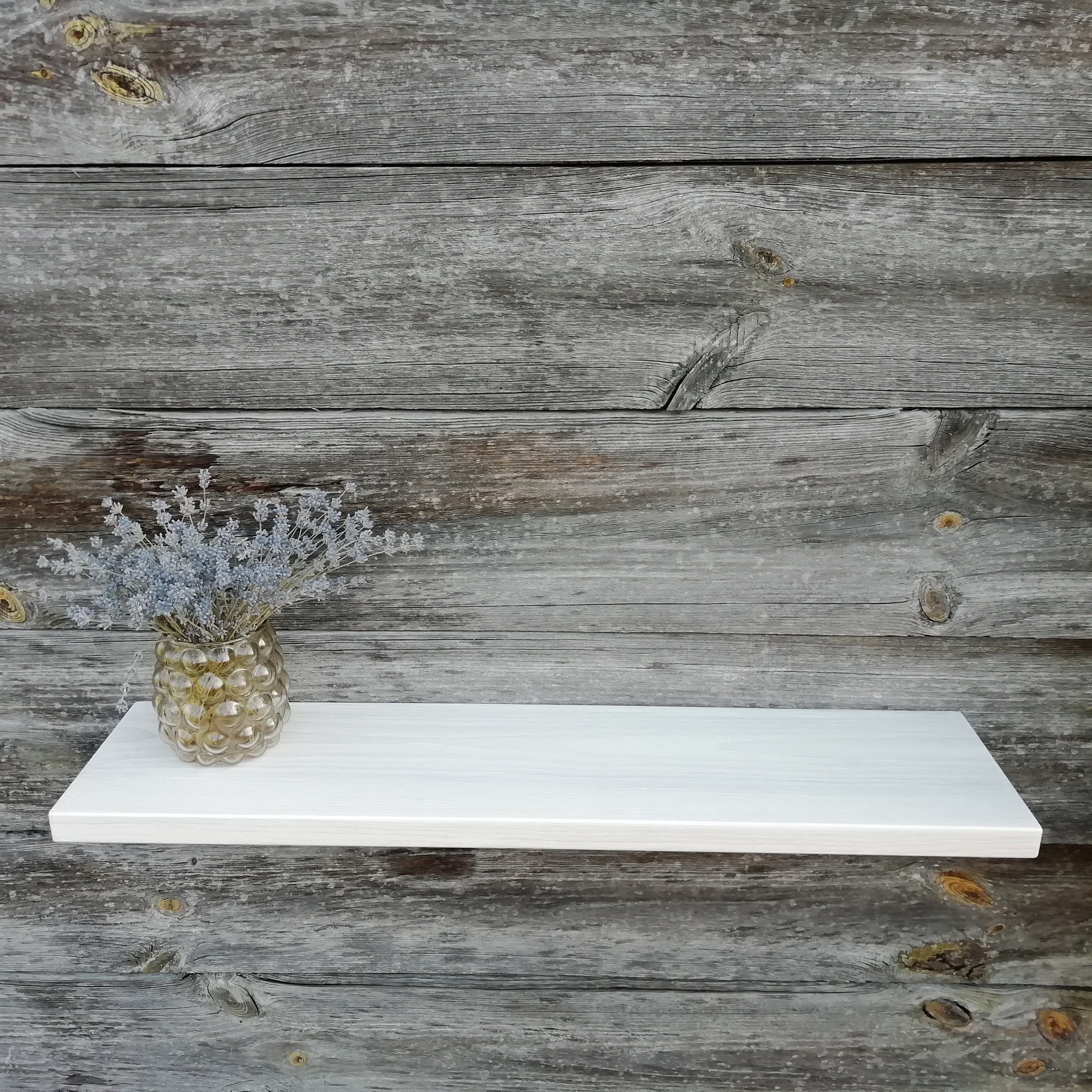 White Floating Wooden Shelves for Kitchen, Bathroom and Living Room ...