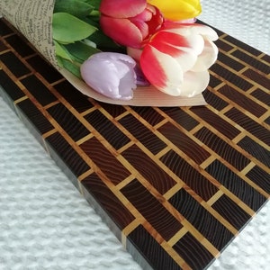Black Brick Style End Grain Cutting Board Butcher Block Charcuterie board