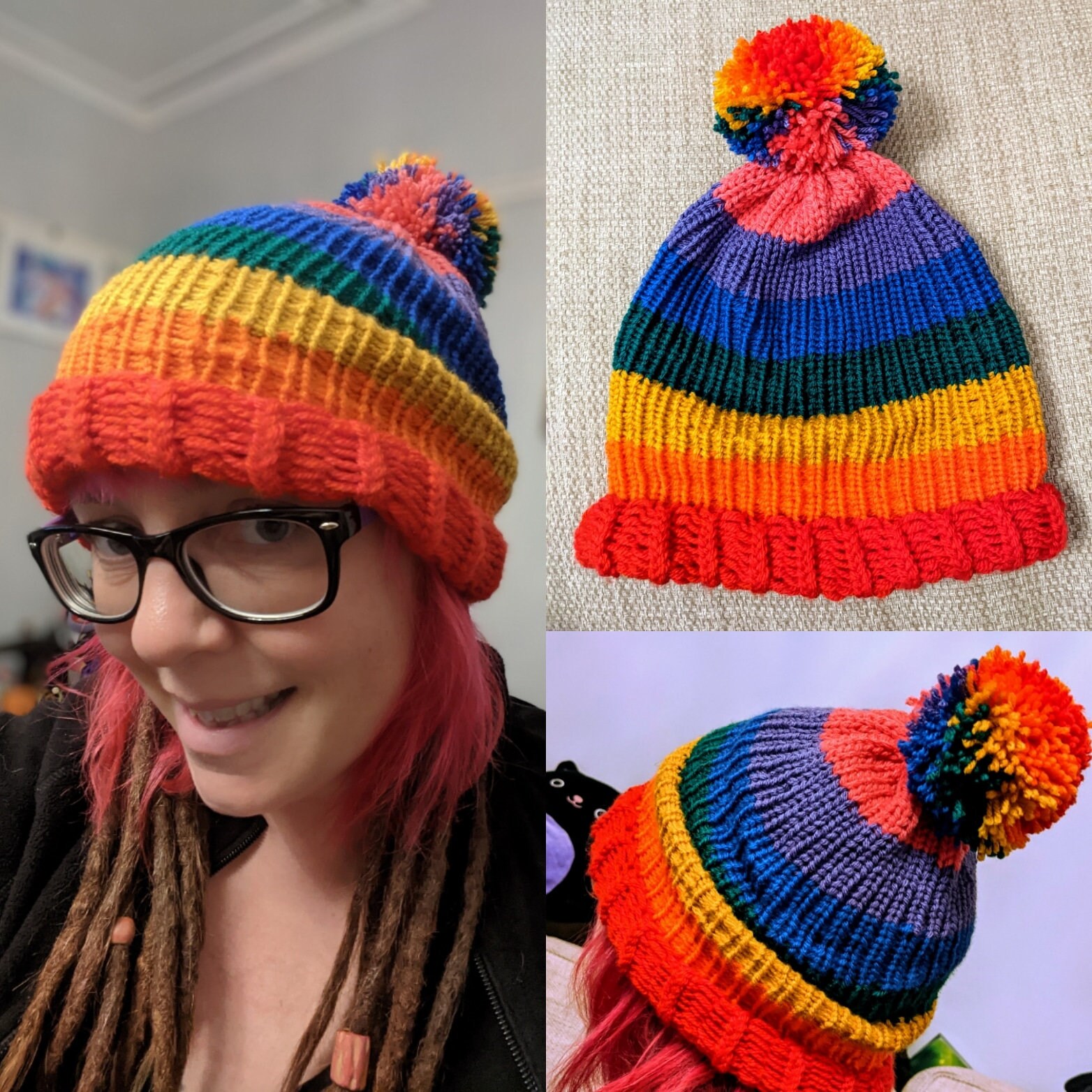 rainbow bobble hat