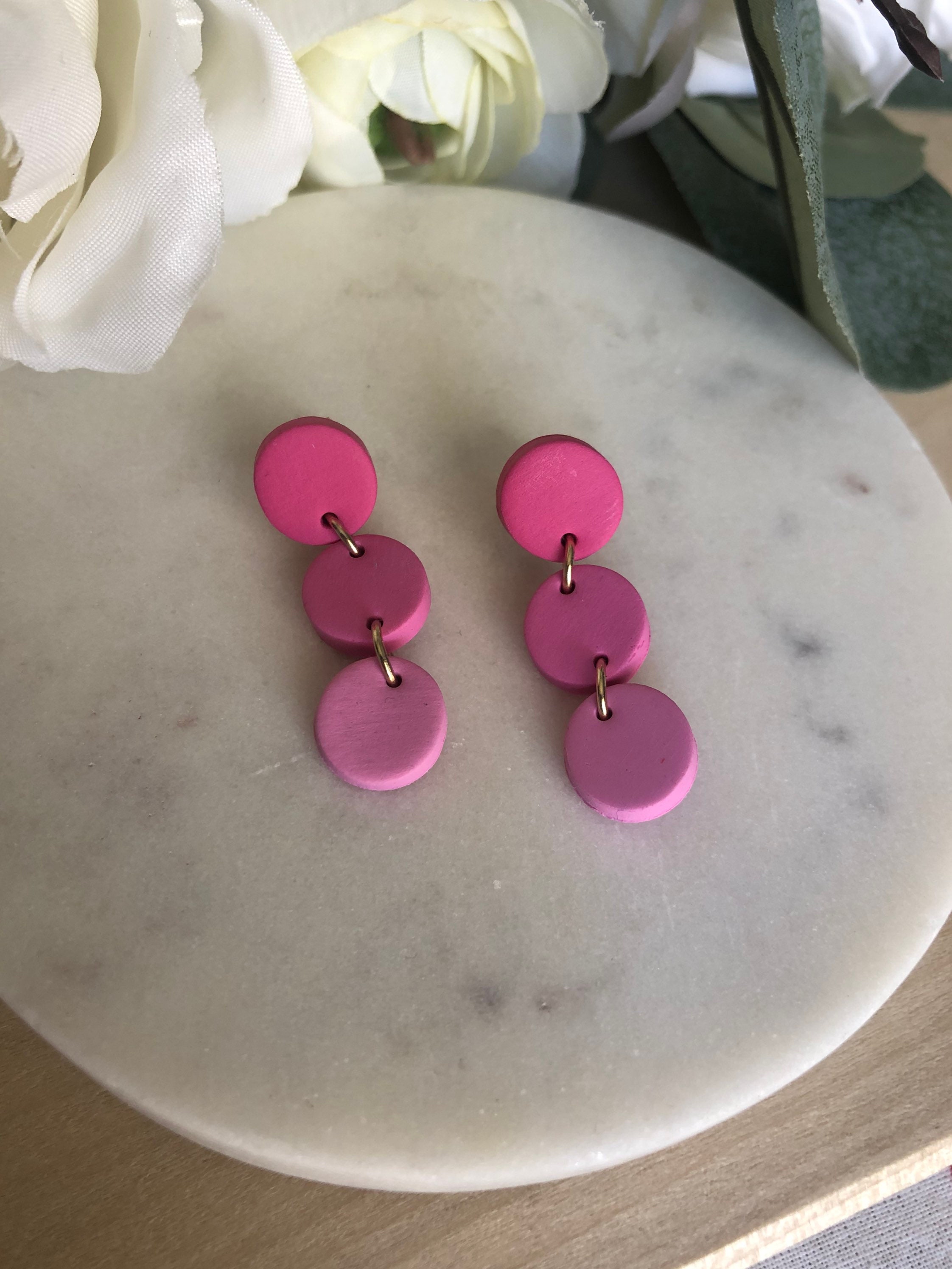 Valentines Day Earrings Pink Earrings Pink Dangle Earrings Etsy