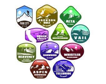 Ski Resort Sticker Pack Colorado - Etsy