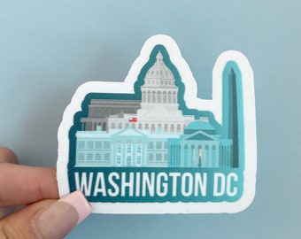 Washington D.C. Durable Sticker | High Quality Bumper Sticker | United States Vinyl Decal | Weatherproof Sticker | Water Bottle Sticker | 3"