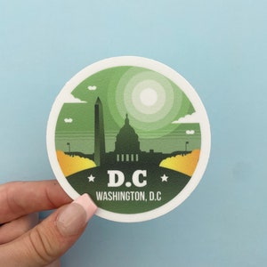 Washington D.C. Durable Sticker | High Quality Bumper Sticker | United States Vinyl Decal | Weatherproof Sticker | Water Bottle Sticker | 3&quot;