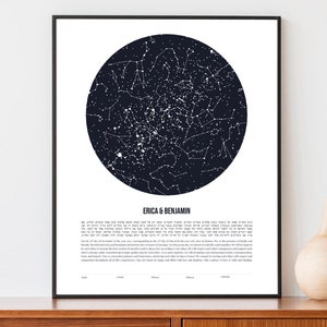 Mapa estelar personalizado, cielo nocturno, ketubah galáctico / Certificado de boda con impresión personalizada moderna / Reforma, secular, interreligioso, LGBTQ+