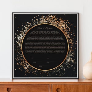 Gold Glitter Moderne Ketubah | Benutzerdefinierte Hochzeitszertifikat | Religion, Weltlich, Interreligiös, LGBTQ+