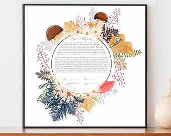 Nature Leaf Modern Ketubah | Custom Ketubah Wedding Certificate Print | Reform, Secular, Interfaith, LGBTQ+