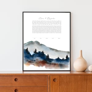 Forest & Mountain Modern Ketubah | Custom Print Wedding Certificate  | Reform, Secular, Interfaith, LGBTQ+