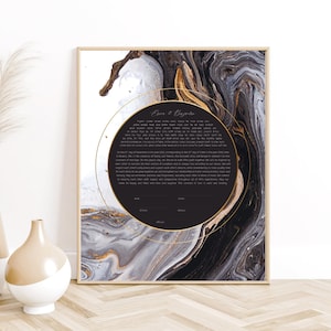 Marble & Gold Modern Ketubah | Custom Print Wedding Certificate | Reform, Secular, Interfaith, LGBTQ+
