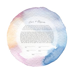 Rainbow Watercolor Modern Ketubah / Custom Ketubah Art Print Certificado de matrimonio / Reforma, Secular, Interreligioso, LGBTQ +