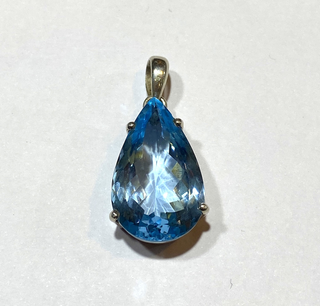 Sky Blue Topaz and Silver Pendant. Sterling Silver 925 Handmade Pendant ...