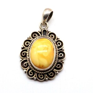 Natural Amber And Silver pendant. Sterling silver 925 handmade Pendant. Handmade Jewelry. Unique Vintage Style Pendant
