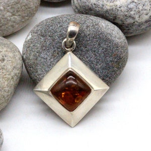 Natural Amber And Silver pendant. Sterling silver 925 handmade Pendant. Handmade Jewelry. Unique Vintage Style Pendant