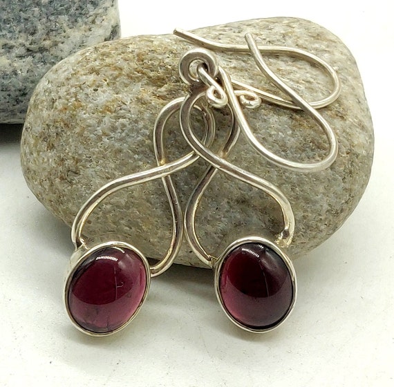 Orecchini a goccia in granato, naturale, 6 x 8 mm, argento 925
