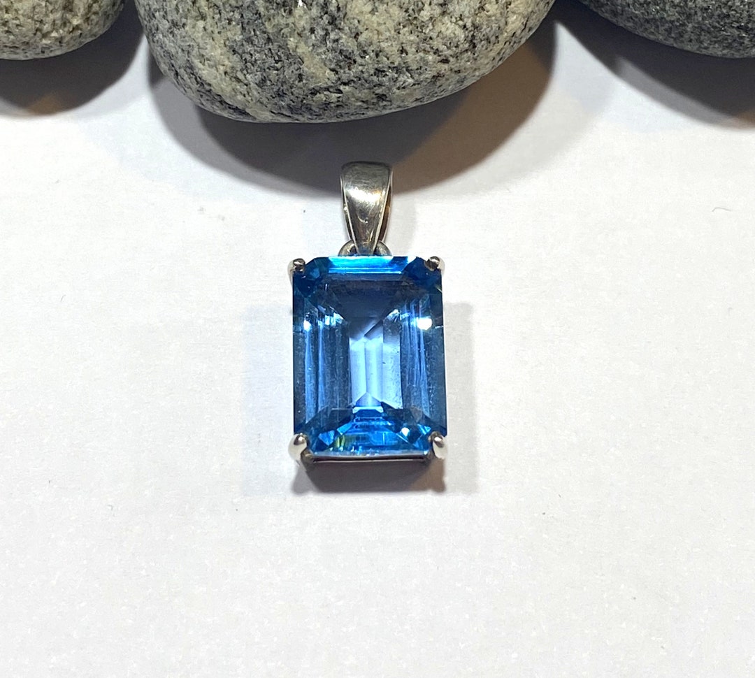 Sky Blue Topaz and Silver Pendant. Sterling Silver 925 Handmade Pendant ...