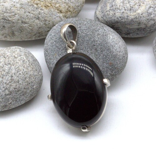 Black Onyx And Silver pendant. Sterling silver 925 handmade Pendant. Handmade Jewelry. Unique shops Vintage Style Pendant