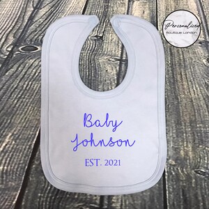 New Baby Bib / Baby's Name / Surname / Family Name Bib