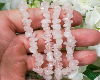 Rose Quartz CHIP BRACELET, Stretch Bracelet, Rose Quartz Bracelet, Self Love, Pink Bracelet