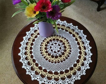 Blue and White Handmade Doily. 22ins Diameter. Only One - Etsy