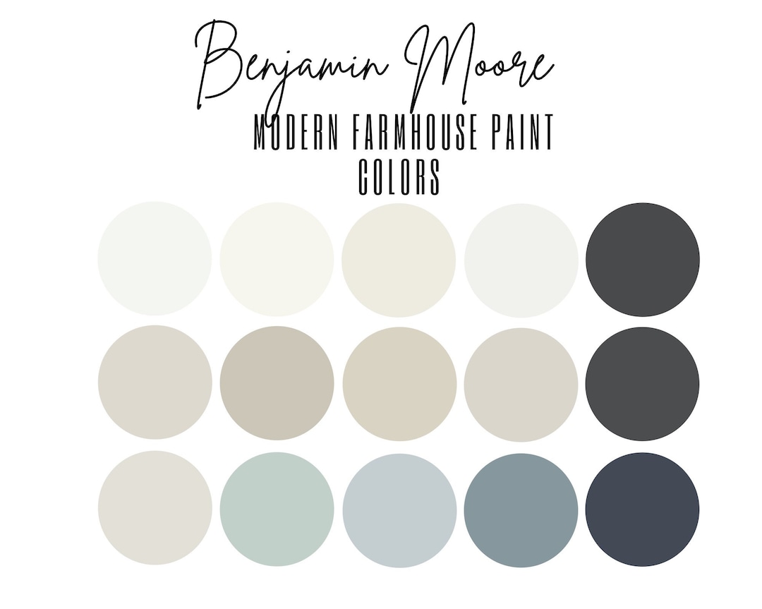 Modern Farmhouse Paint Color Palette, Benjamin Moore, Interior Paint ...