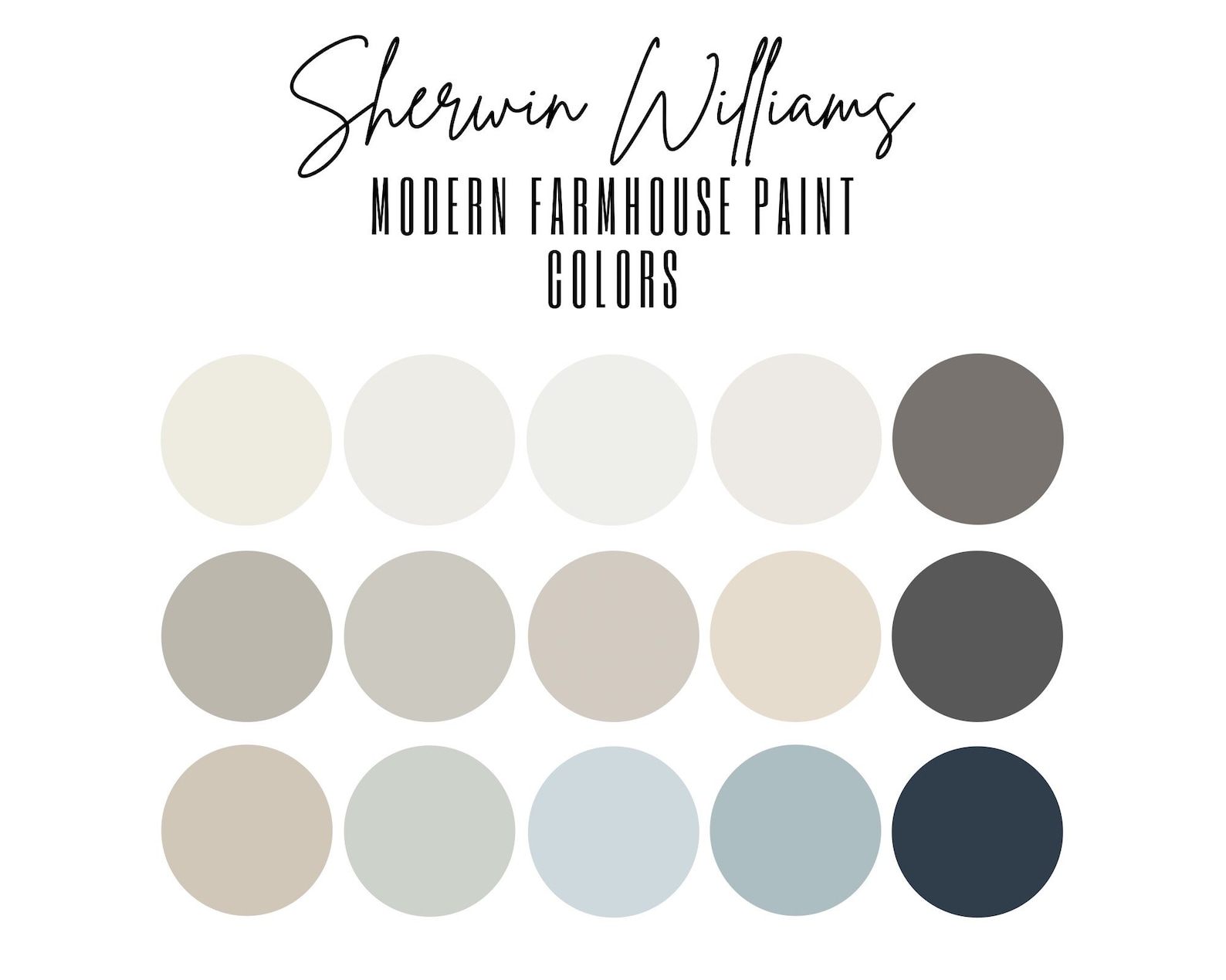 Modern Farmhouse Paint Color Palette, Sherwin Williams, Interior Paint ...