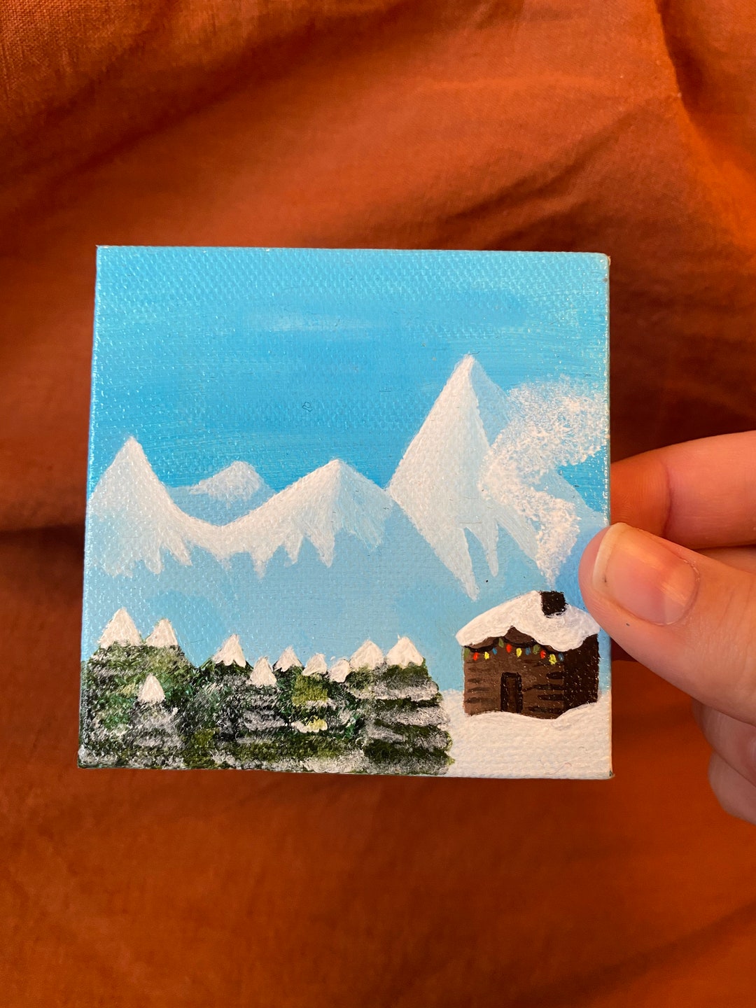 Original | Mini | Acrylic Painting | Landscape | Idyllic Winter ...