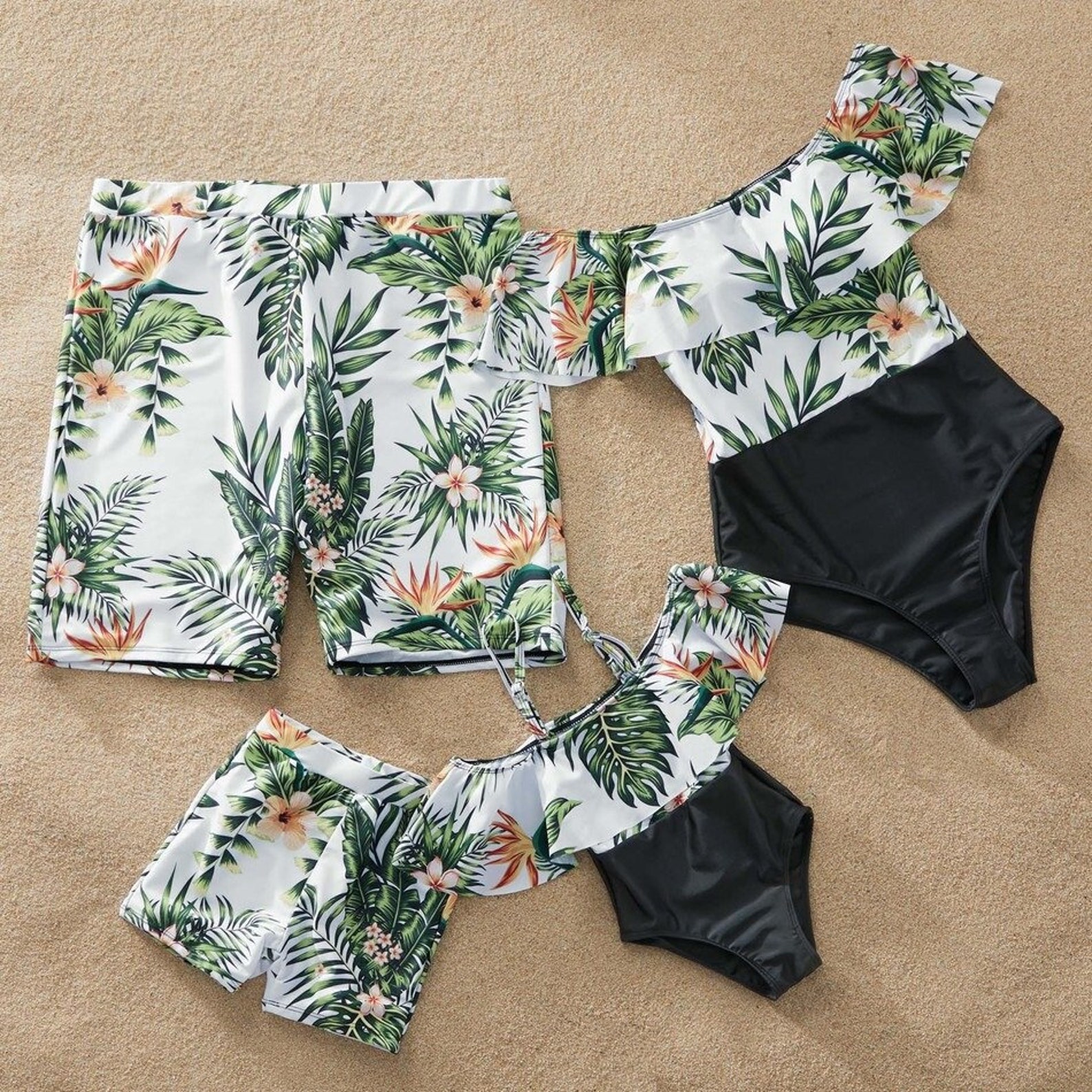 Flower Family Swimsuits Mother Daughter Matching