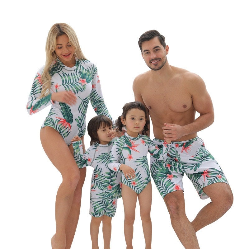 2021 New Family Matching Swimsuit Women One Piece Leaf Mother Etsy