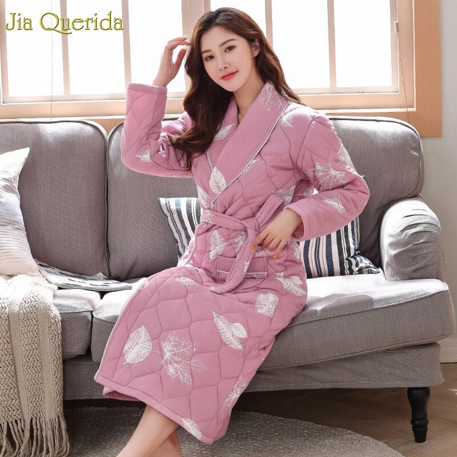 New Winter Robe Housecoat Long Sleeve Floral Cotton Etsy