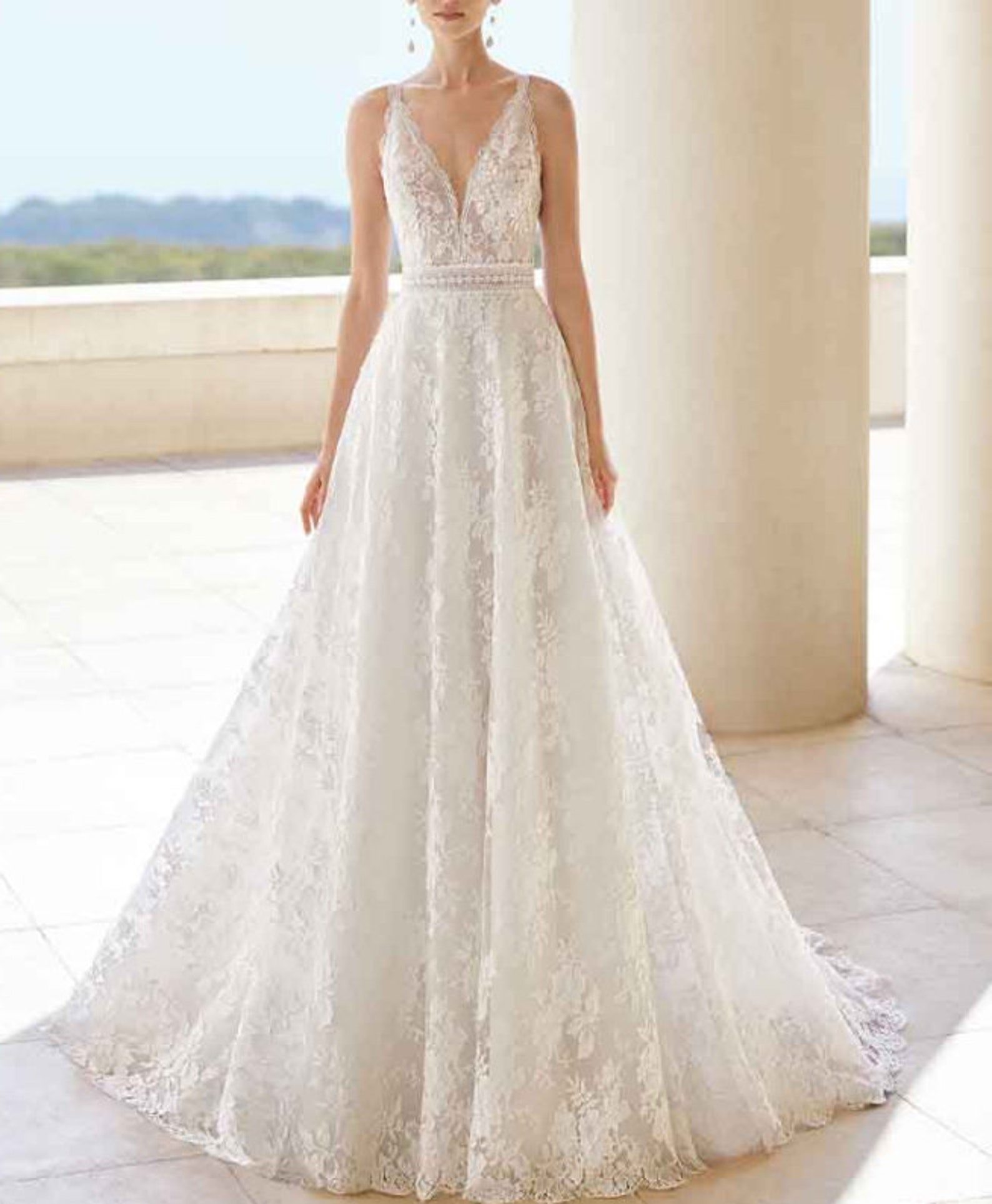 Fairy Wedding Dress Deep V-neck Backless Sexy A-line Bridal | Etsy