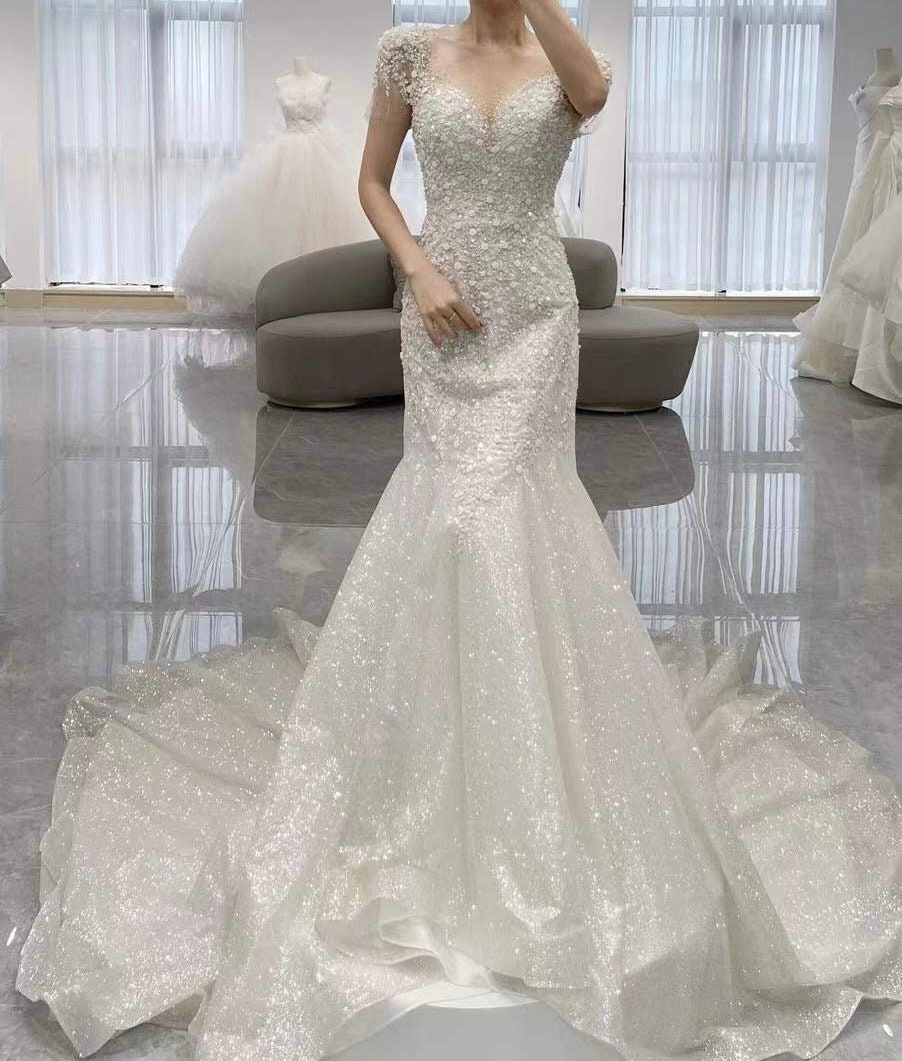 Mermaid One Shoulder Ruffle Wedding Dress With Tailored Beads, Crystal  Embellishments, Ruffles, And Sweep Train Plus Size Bridal Gown From  Dresstop, $300.71