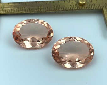 Oval Morganite Doublet Quartz: Faceted Gemstone (15x20MM)