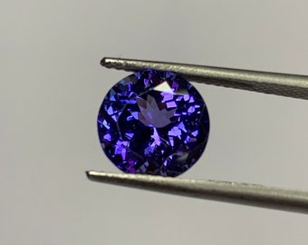 Natural Tanzanite Gemstone: Round AAA+ Quality, 9x9mm