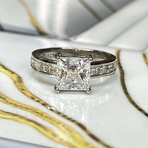 Moissanite Stylish Princess Cut Ring For Her Very Beautiful Solid Silver Moissanite Square Princess Cut Women’s Jewellery