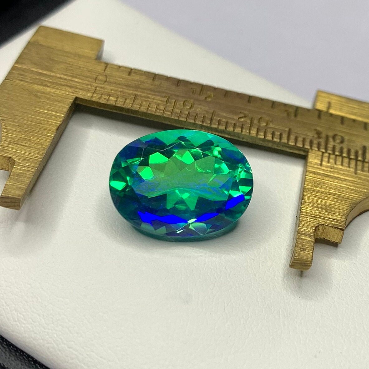 Oval Peacock Doublet Quartz: Faceted Loose Gemstone (12x16MM)