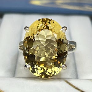 Natural Large Honey Citrine Ring Solid Silver 15X20 MM Oval Cut Women’s Ring