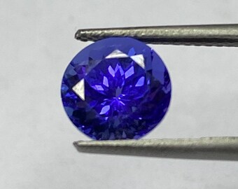 Natural Tanzanite Gemstone: AAA Round Cut, 2.87 ct