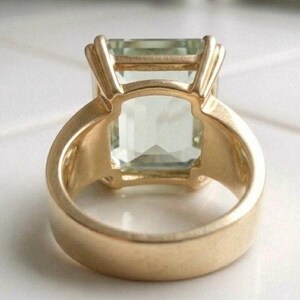 Vintage Statement Prasiolit Ring, 14k Guldpläterad Smaragdslipad Solid Silver Ring för Kvinnor, Stor Ädelstens Cocktailring, Gåva till Henne bild 4
