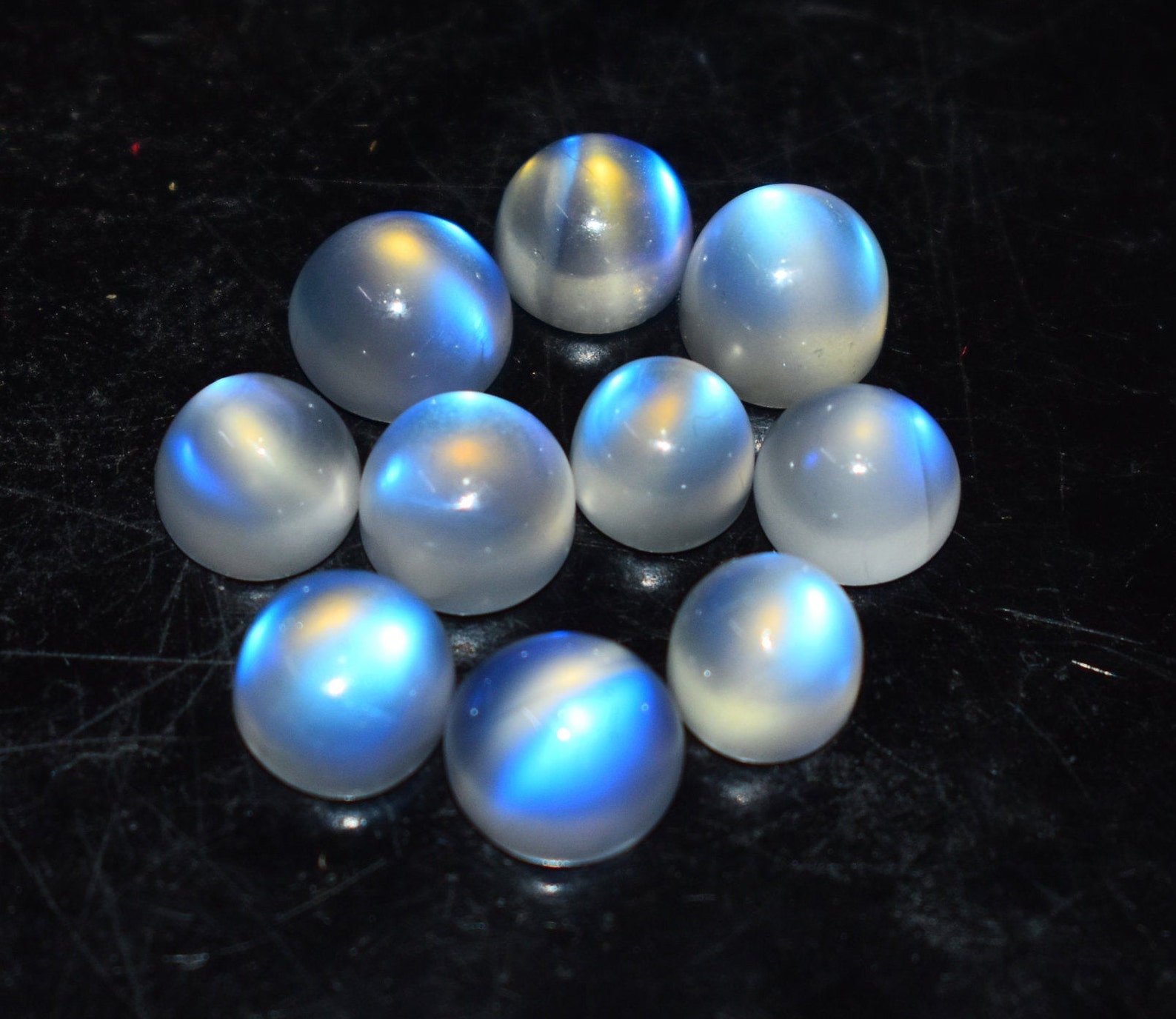 Natural Blue Moon Stone, Blue Moonstone Round, Moon Stone Round, 11pcs 8mm to 9mm Round, Blue
