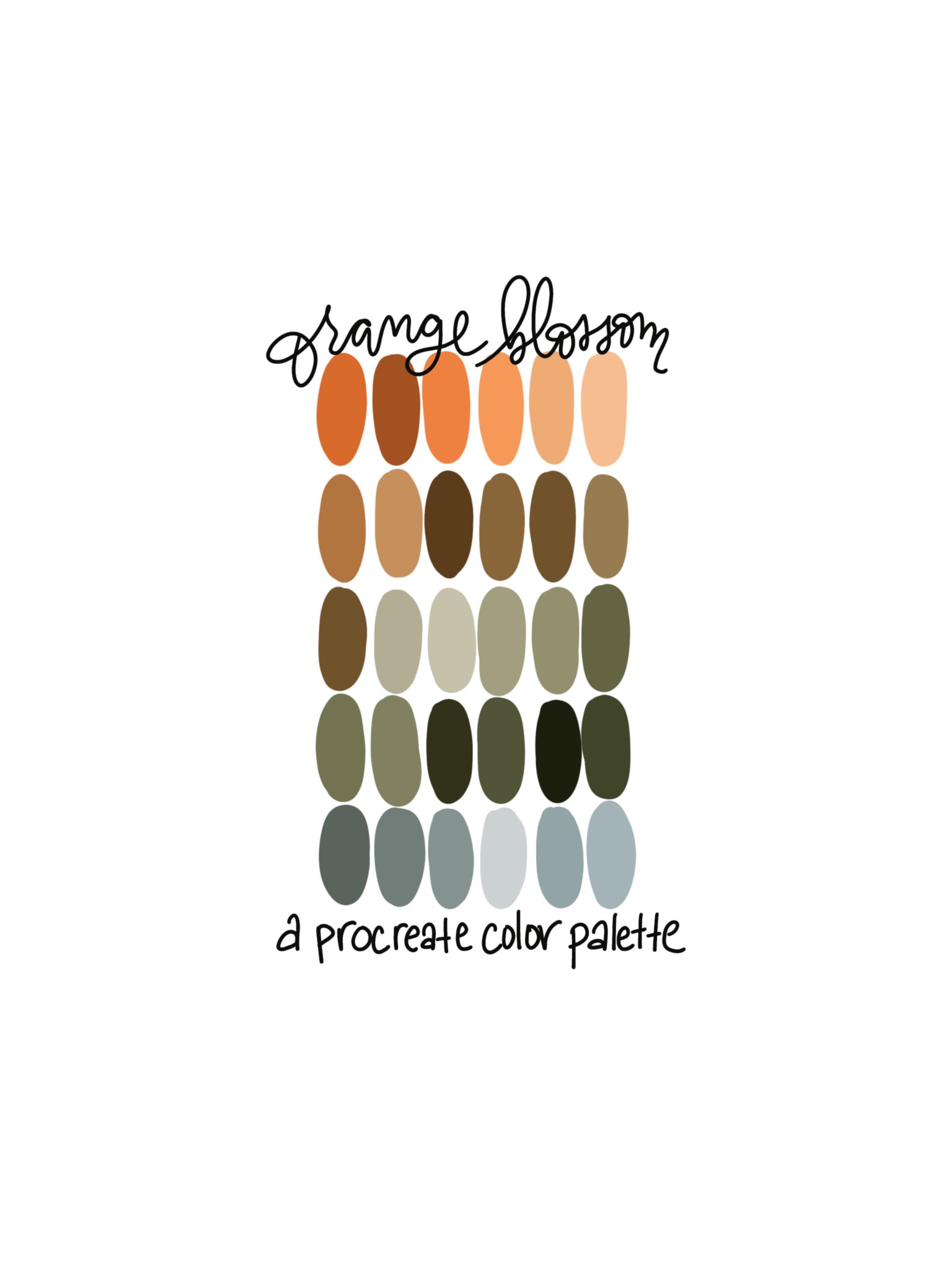 Orange Blossom Color Palette PROCREATE COLOR PALETTE Color - Etsy