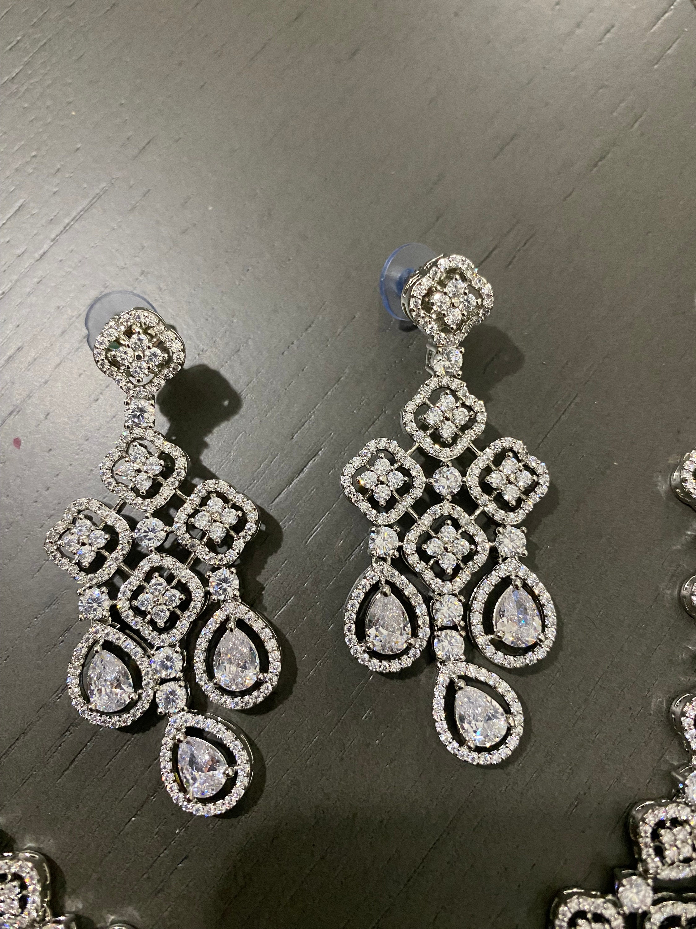 Beautiful American Diamond Jewellery Antique Necklace Set with Earrings